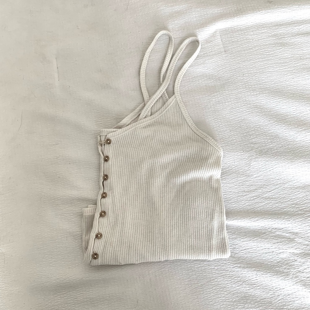 American Eagle Outfitters Cream Ribbed Camisole